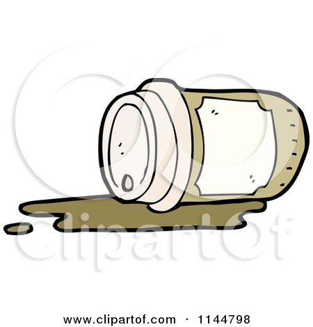 Cartoon of a Spilled to Go Coffee Cup 1 - Royalty Free Vector Clipart by lineartestpilot