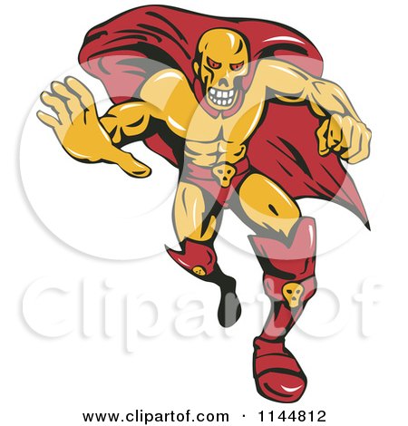 Clipart of a Male Super Villain Running - Royalty Free Vector Illustration by patrimonio