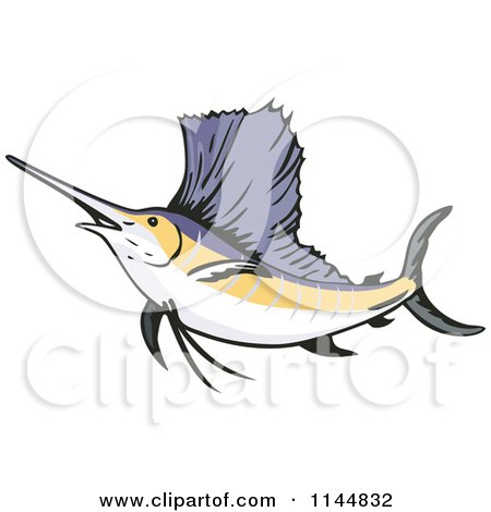 Clipart of a Retro Sailfish 7 - Royalty Free Vector Illustration by patrimonio