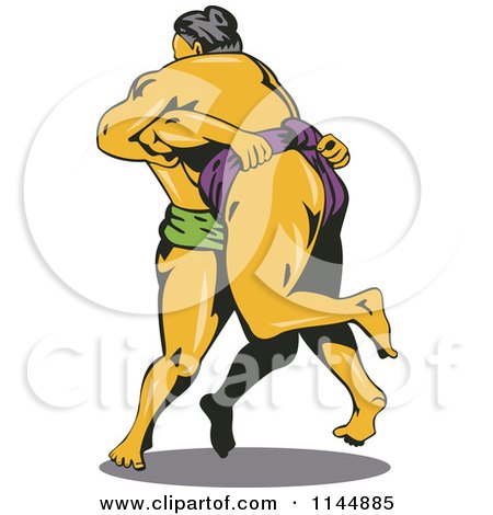 Clipart of a Sumo Wrestling Match 1 - Royalty Free Vector Illustration by patrimonio