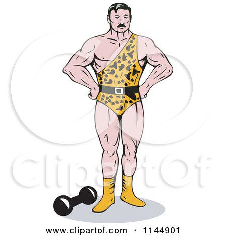 Clipart of a Strong Man in a Leopard Uniform - Royalty Free Vector Illustration by patrimonio