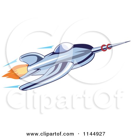 Clipart of a Retro Blue Space Rocket 1 - Royalty Free Vector Illustration by patrimonio
