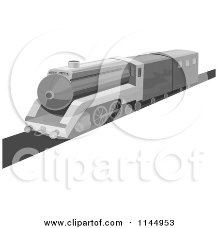 Clipart of a Retro Grayscale Train - Royalty Free Vector Illustration by patrimonio