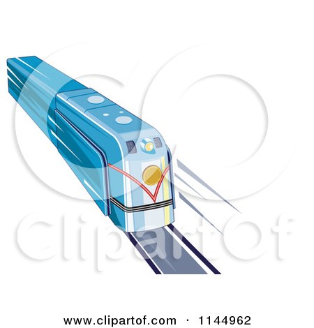 Clipart of a Retro Blue Train 1 - Royalty Free Vector Illustration by patrimonio