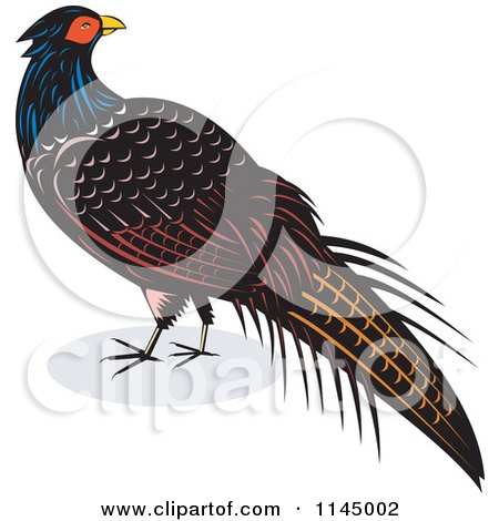 Clipart of a Retro Pheasant Bird - Royalty Free Vector Illustration by patrimonio