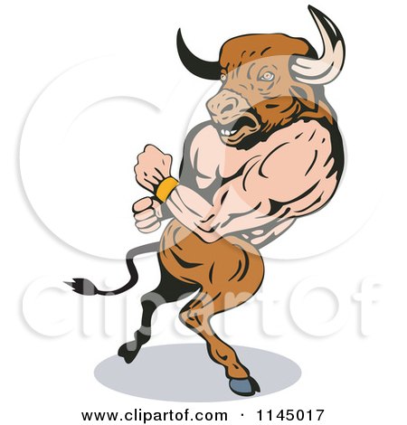 Clipart of a Mythical Minotaur Running - Royalty Free Vector Illustration by patrimonio
