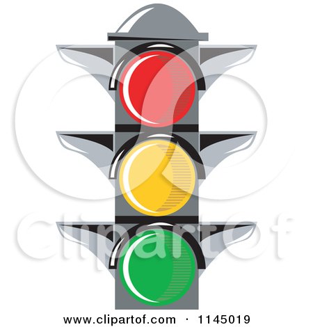 Clipart of a Retro Traffic Light - Royalty Free Vector Illustration by patrimonio