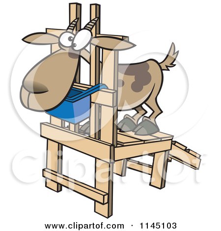 Cartoon of a Goat in a Milk Stand - Royalty Free Vector Clipart by toonaday