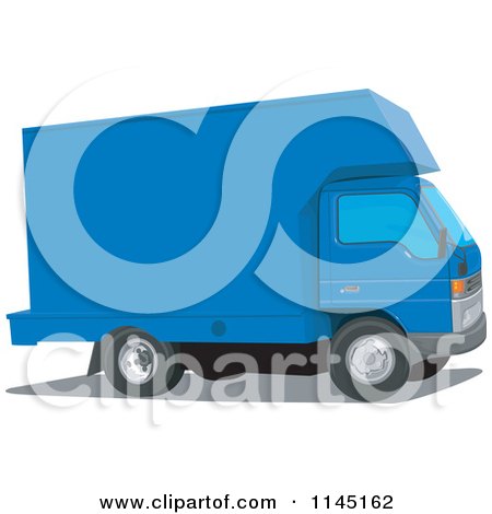 Clipart of a Vintage Blue Moving Van - Royalty Free Vector Illustration by patrimonio