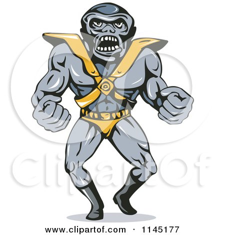 Clipart of a Big Headed Villain - Royalty Free Vector Illustration by patrimonio
