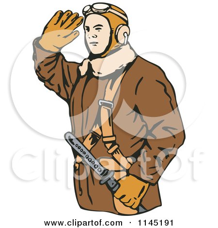 Clipart of a Saluting Kamikaze Pilot - Royalty Free Vector Illustration by patrimonio