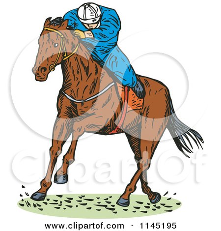 Clipart of a Retro Derby Horse Race Jockey 2 - Royalty Free Vector Illustration by patrimonio