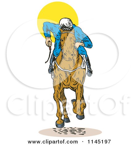 Clipart of a Retro Derby Horse Race Jockey 1 - Royalty Free Vector Illustration by patrimonio