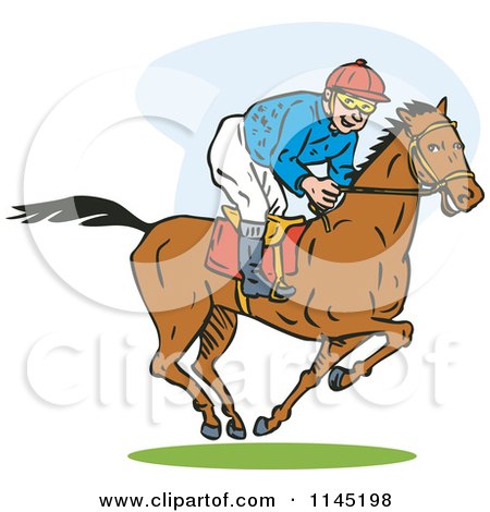 Clipart of a Derby Horse Race Jockey - Royalty Free Vector Illustration by patrimonio