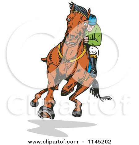 Clipart of a Derby Jockey Racing a Horse 2 - Royalty Free Vector Illustration by patrimonio