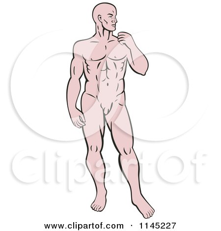 Clipart of a Human Anatomy Man Looking to the Side - Royalty Free Vector Illustration by patrimonio