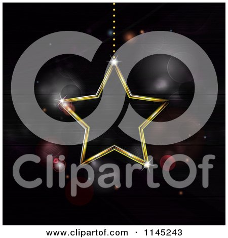 Clipart of a Neon Star Suspended over Purple Flares - Royalty Free Vector Illustration by elaineitalia
