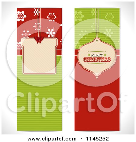 Clipart of Tall Red and Green Christmas Banners - Royalty Free Vector Illustration by elaineitalia