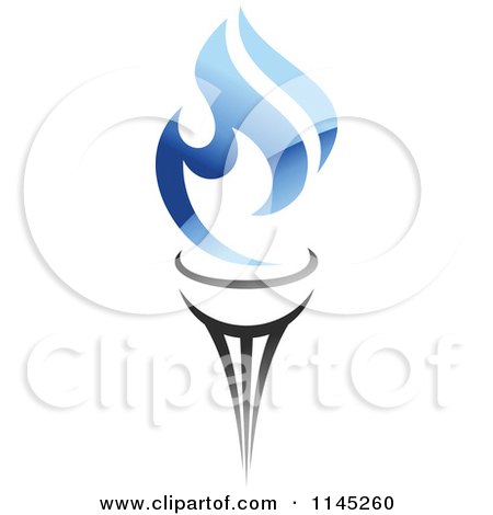 Clipart of a Torch with Blue Gas Flames - Royalty Free Vector Illustration by Vector Tradition SM