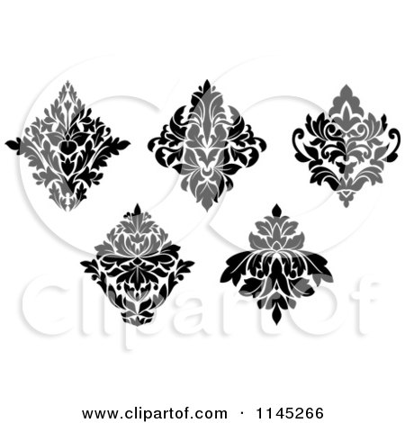 Clipart of Black and White Damask Design Elements 2 - Royalty Free Vector Illustration by Vector Tradition SM