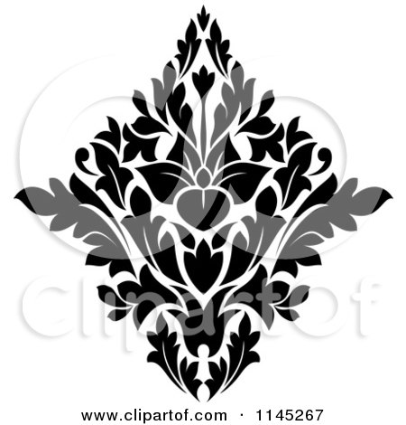 Clipart of a Black and White Damask Design 1 - Royalty Free Vector Illustration by Vector Tradition SM