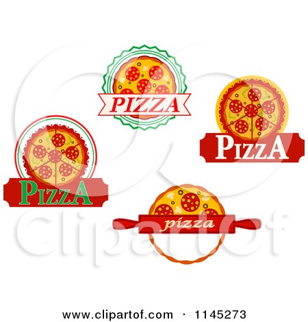 Clipart of Pizza Pie Logos 2 - Royalty Free Vector Illustration by Vector Tradition SM