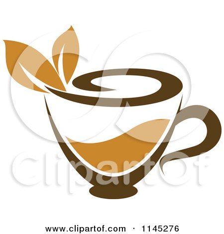 Clipart of a Cup of Brown Tea with a Leaf 3 - Royalty Free Vector Illustration by Vector Tradition SM