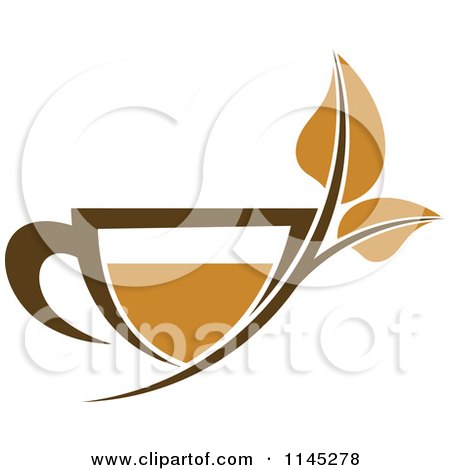 Clipart of a Cup of Brown Tea with a Leaf 2 - Royalty Free Vector Illustration by Vector Tradition SM