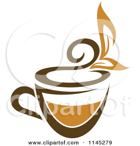 Clipart of a Cup of Brown Tea with a Leaf 1 - Royalty Free Vector Illustration by Vector Tradition SM
