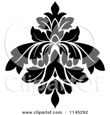 Clipart of a Black and White Damask Design 5 - Royalty Free Vector Illustration by Vector Tradition SM