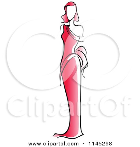 Clipart of a Fashion Model in a Red Dress 2 - Royalty Free Vector Illustration by Vector Tradition SM