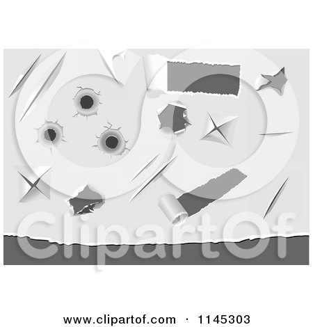 Clipart of Grayscale Tears Rips and Holes - Royalty Free Vector Illustration by Vector Tradition SM