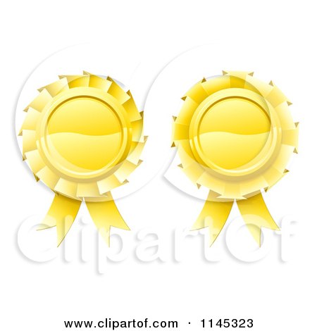 Clipart of Two 3d Golden Medal Rosette Awards - Royalty Free Vector Illustration by AtStockIllustration