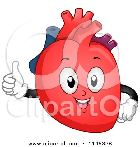 Cartoon of a Human Heart Mascot Holding a Thumb up - Royalty Free Vector Clipart by BNP Design Studio