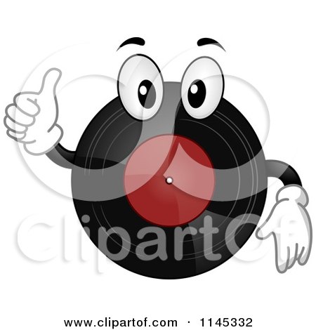 Cartoon of a Vinyl Record Mascot Holding a Thumb up - Royalty Free Vector Clipart by BNP Design Studio