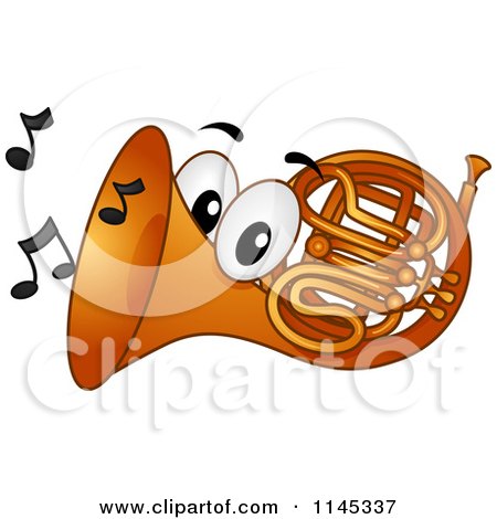 Cartoon of a Horn Mascot with Music Notes - Royalty Free Vector Clipart by BNP Design Studio
