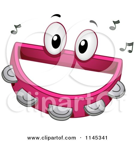 Cartoon of a Tambourine Mascot with Music Notes - Royalty Free Vector Clipart by BNP Design Studio