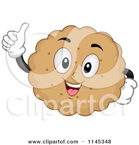 Cartoon of a Biscuit Cookie Mascot Holding a Thumb up - Royalty Free Vector Clipart by BNP Design Studio