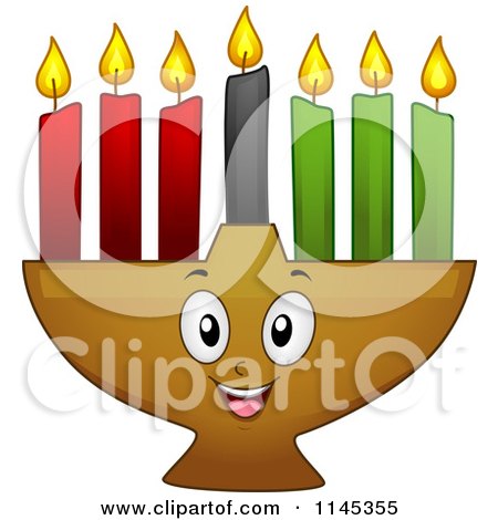 Cartoon of a Kwanzaa Kinara with Lit Candles - Royalty Free Vector Clipart by BNP Design Studio