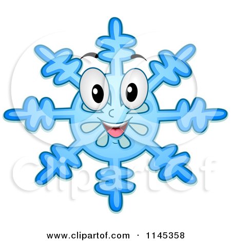 Cartoon of a Happy Blue Snowflake Mascot - Royalty Free Vector Clipart by BNP Design Studio