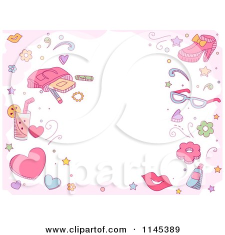 Cartoon of a Girly Fashion Border with Copyspace - Royalty Free Vector Clipart by BNP Design Studio