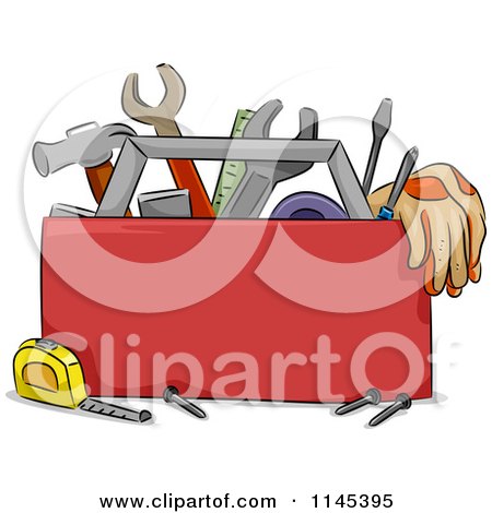 Cartoon of a Carpentry Tool Box - Royalty Free Vector Clipart by BNP Design Studio