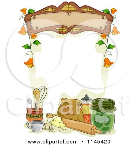 Cartoon of a Sign over Baking Ingredients - Royalty Free Vector Clipart by BNP Design Studio