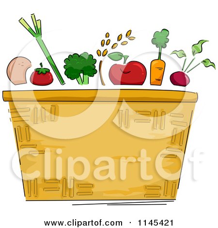 Cartoon of a Basket of Produce - Royalty Free Vector Clipart by BNP Design Studio