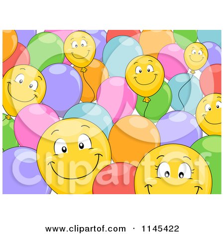 Cartoon of a Background of Happy Colorful Balloons - Royalty Free Vector Clipart by BNP Design Studio