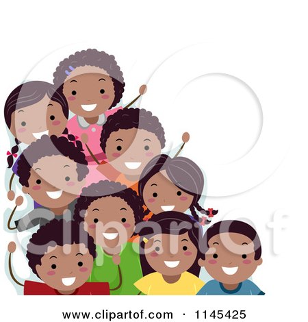 Cartoon of a Group of Happy Black Children - Royalty Free Vector Clipart by BNP Design Studio