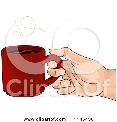 Cartoon of a Hand Holding a Cup of Hot Coffee - Royalty Free Vector Clipart by BNP Design Studio