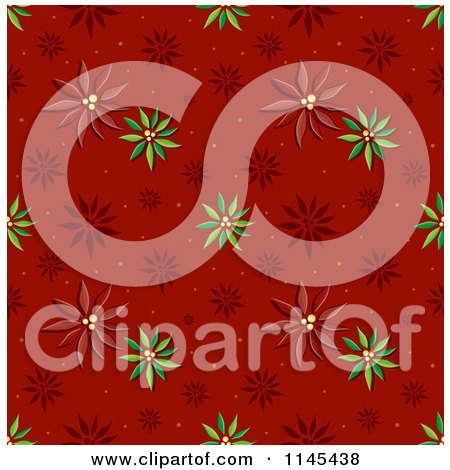 Cartoon of a Seamless Pattern of Poinsettias - Royalty Free Vector Clipart by BNP Design Studio