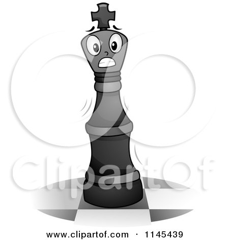 Cartoon of a Shaking Scared Chess King - Royalty Free Vector Clipart by BNP Design Studio