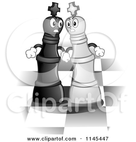 Cartoon of Chess Kings Battling on a Board - Royalty Free Vector Clipart by BNP Design Studio